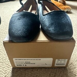 Madewell Curfew Blue Velvet Ballet Flats